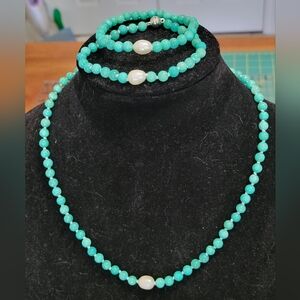 Quartzite Aqua Necklace and Bracelet Set